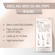 Ardell Nail Addict Semi-Cured Gel Nail Strips - Blanc, Long-Lasting Wear