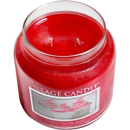 Village Candle Cherry Vanilla Swirl 16 oz Glass Jar Scented Candle Medium