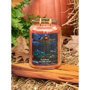 Village Candle Pumpkin Scarecrow Large Glass Apothecary Jar Scented Candle 21.25oz Orange 21 Ounce
