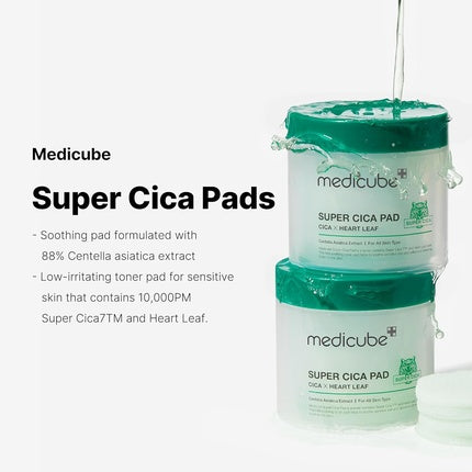 Medicube Super Cica Pad Cica X Heart Leaf Vegan Certified 70 Pads