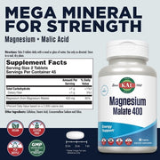 KAL Magnesium Malate 400mg Chelated Supplement with Malic Acid 90 Veg Tabs