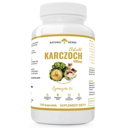 Natural Herbs Artichoke Extract 600mg Dietary Supplement - 120 Capsules