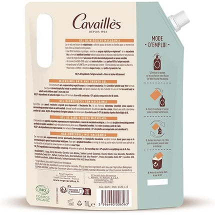 Rogé Cavaillès Shower Bath Gel for Dry Skin with Macadamia Eco-Refill Organic 1L