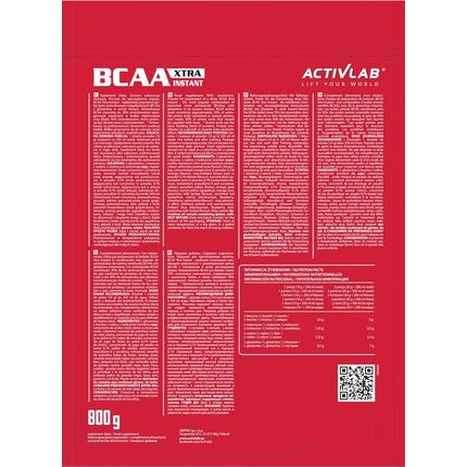 Activlab BCAA Xtra INSTANT 800g Amino Acids 2:1:1 5000mg 3.5g Glutamine Before and After Training Muscle Regeneration 50 Servings Cola Flavor