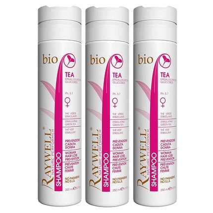 Woman Hair Loss Prevention Bio Tea Raywell Shampoo 250ml - Pack of 3