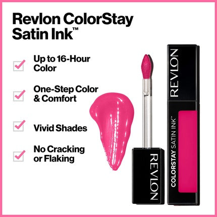 Revlon ColorStay Satin Ink Liquid Lipstick Longwear Rich Lip Colors with Black Currant Seed Oil 008 Mauvey Darling