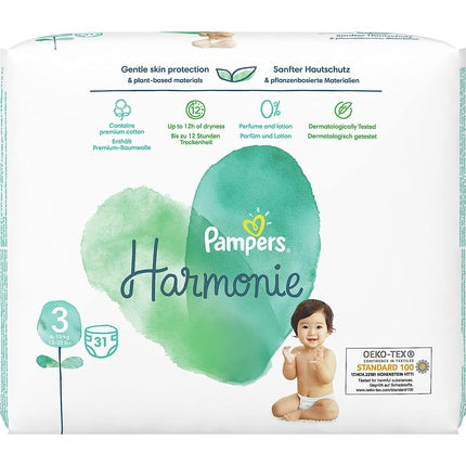 Pampers Harmonie Pure Nappies Size 3 31 Count