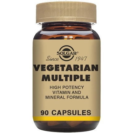 Solgar Vegetarian Multiple Vegetable Capsules Rich in Iron Essential Vitamins and Minerals Contains B12 and B Complex Health Supplement Vegan Vegetarian Kosher
