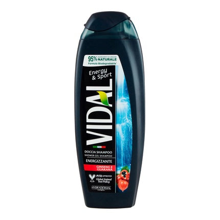 Vidal Energy & Sport Shower Gel Energizing with Ginseng and Guarana 250ml 8.4 Fl Oz Italian Import