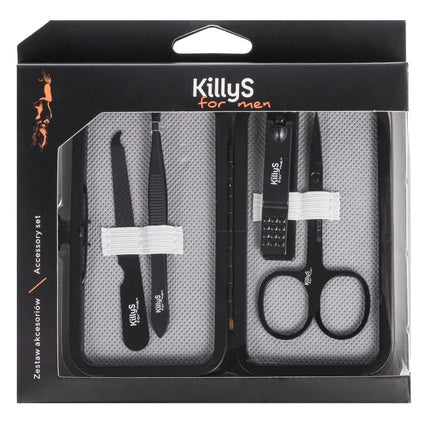 Killys For Men Accessory Set - Nail Scissors, Nail Clippers, Nail File, Tweezers