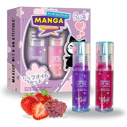 Manga Collection Sparkle Lip Oil Duo by Rude Cosmetics for Women