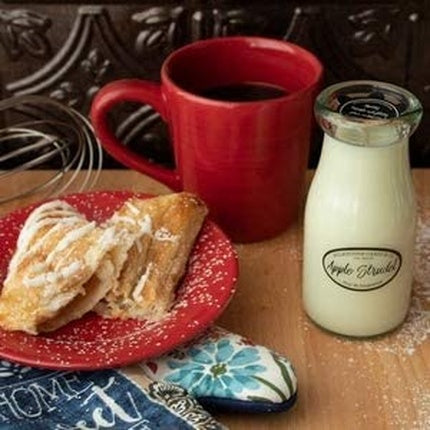 Milkhouse Creamery Soy Beeswax Candle Apple Strudel 8oz Milk Bottle