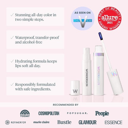 Wonderskin Wonder Blading Peel and Reveal Lip Stain Transfer Proof Lip Tint Long Lasting Waterproof Nude Matte Lip Makeup Whimsical