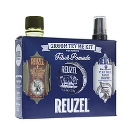 Reuzel Fiber Pomade Groom Try Me Kit - Gift Set Of Hair Care For Men