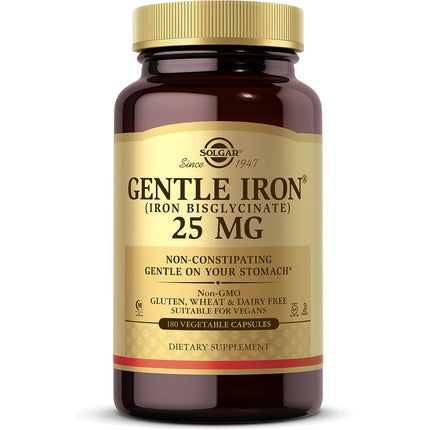 Solgar Gentle Iron 20mg Vegetable Capsules Reduces Constipating Effects Gentle on the Stomach Vegan and Gluten Free