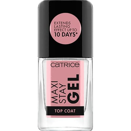 Catrice Maxi Stay Gel Top Coat Clear Long-Lasting Glossy Vegan Nail Polish with No Acetone or Microplastic Particles 10.5ml