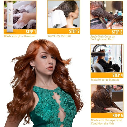 GK HAIR Global Keratin Professional Hair Color Cream Tube 3.4 Fl Oz/100ml Nourishing & Cleansing Colors for Styling High Performance Long Lasting Semi Permanent Natural Toner Dye Coppers 4.4 Chestnut