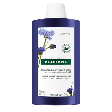Klorane Centaurea Shampoo 400ml Antiyellowing Shampoo For White Gray And Platinum Blonde Hair