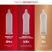 Durex Sensitive Soft, Sensitive Total Contact, and Real Feel Condoms
