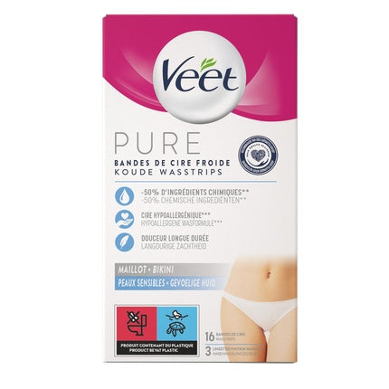 Veet Cold Wax Strips Bikini Hypoallergenic Gentle Hair Removal For Sensitive Skin