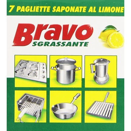 Bravo Dishwasher and Hard Floor Cleaner Degreaser Lemon - Pack of 7 Sponges