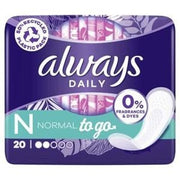Always Daily To Go Normal Pads Feminine Care