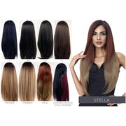 Sleek Human Hair and Synthetic Mixed Lace Front Wig - Straight Long Style