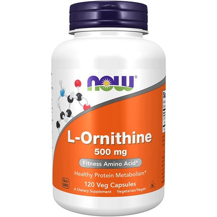 NOW L-Ornithine Hydrochloride Amino Acid Supplement 120 Veg Capsules
