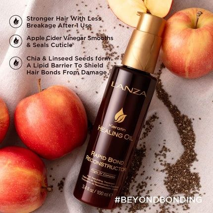 L'ANZA Rapid Bond Reconstructor Keratin Healing Oil Hair Care Bond Repair Treatment Phyto IV Complex Hair Repair Treatment for Damaged Hair & Dry Hair Vegan Hair & Split End Repair Serum 100ml