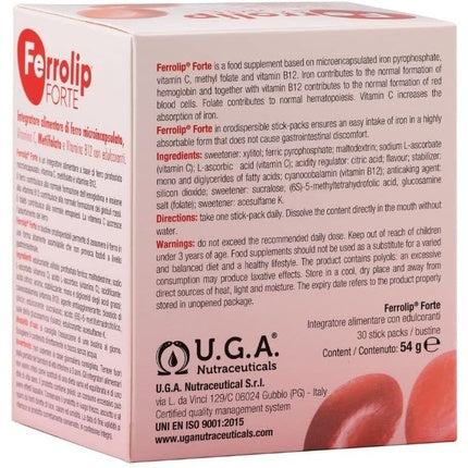 Ferrolip Forte Microencapsulated Iron Pyrophosphate, Vitamin C, Methylfolate, and Vitamin B12 Supplement