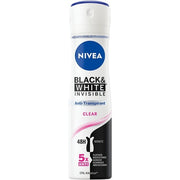 Nivea Black & White Invisible Clear Spray Deodorant 150mL
