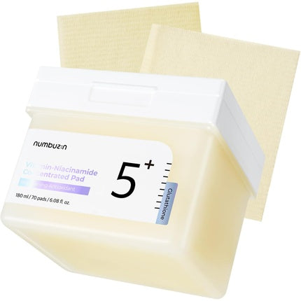 No.5+ Niacinamide Concentrated Toner Pad with Glutathione, Niacinamide, PHA & LHA 180ml 70 Pads
