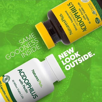 NaturesPlus Acidophilus Probiotic Supplement with Pectin 90 Vegetarian Capsules - 90 Servings