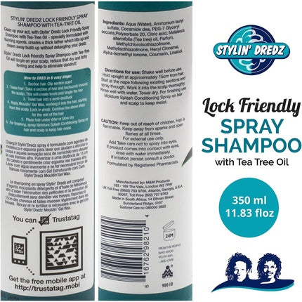 Stylin' Dredz Spray Shampoo Dreadlock Shampoo Residue Free with Tea Tree Oil 350ml