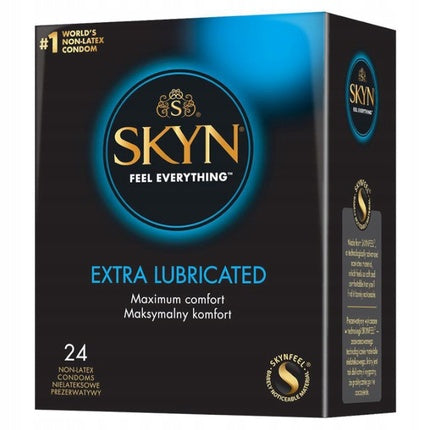 Skyn Feel Everything Extra Lubricated Non-Latex Moisturizing Condoms - 24 Pieces