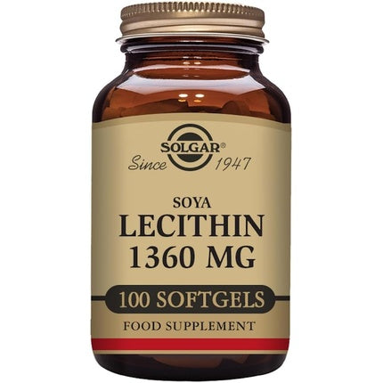 Solgar Soya Lecithin 1360mg Softgels Supports Cell Membrane Structure 100 Count