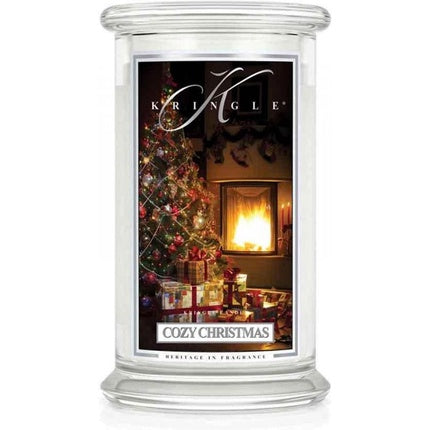 A Large Scented Candle With Two Wicks Cozy Christmas 623g