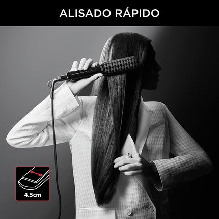 Rowenta Extra Liss SF411L Keratin and Tourmaline Coated Hair Straightener with LED Display and Large Floating Plate System - Black