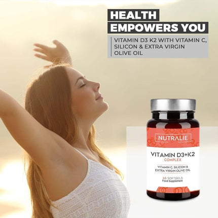 Vitamin D3 1000 IU per day + K2 MK7 High Strength and Absorption 60 Softgel Nutralie