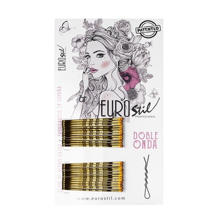 Eurostil Hair Double Wave Clips Bronze Box 24 Units