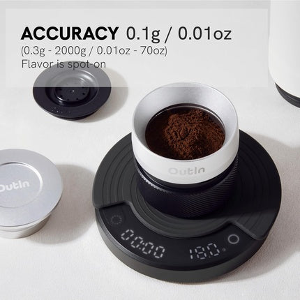 Outin Claro Mini Coffee Scales with Timer Rechargeable Espresso Coffee Scale