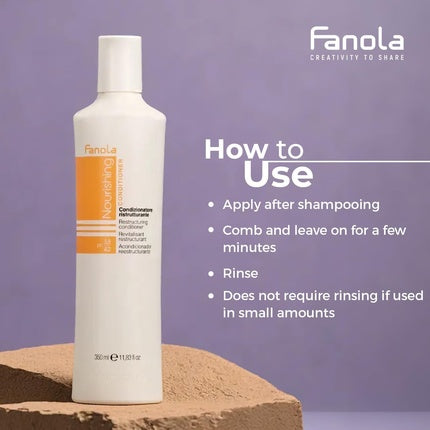 Fanola Restructuring Conditioner Hydration and Nourishment for Dry Stressed and Damaged Hair Enriched Formula with Milk Proteins 350ml