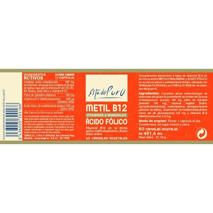 Nutricosmetics Tongil Pure State Methyl B12 60 Vcaps Folic Acid