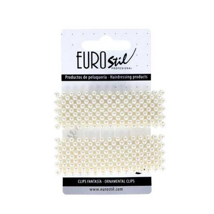 Eurostil Eurostil Fantasia Golden Rectangular Clips With Pearls Pack Of 1