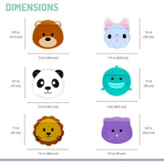 Melii Reusable Snack Bags - Bulldog, Cat, Lion, Panda, Bear & Shark