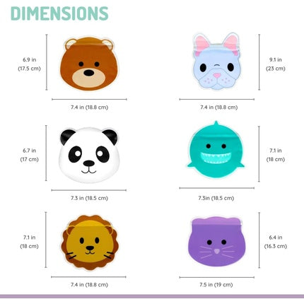 Melii Reusable Snack Bags - Bulldog, Cat, Lion, Panda, Bear & Shark