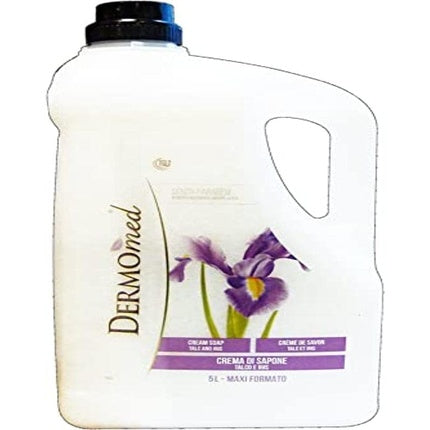 DERMOMED Face & Hand Care Liquid Soap, Dermatologically Tested pH 5.5, Moisturizing Cleansing without Parabens and Paraffin, Versatile Use, Talc and Iris Scent - Maxi Size 5 Liters