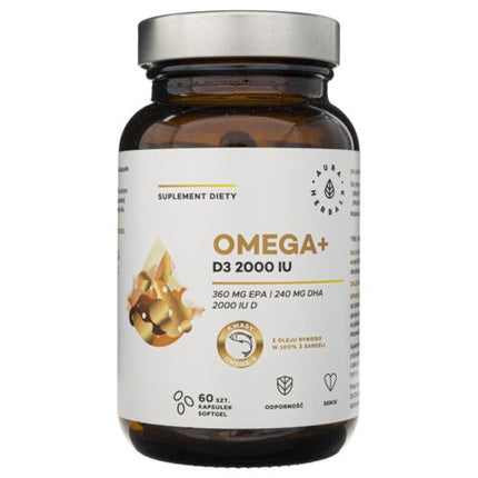 Aura Herbals Omega + Vitamin D3 2000 IU 60 Capsules