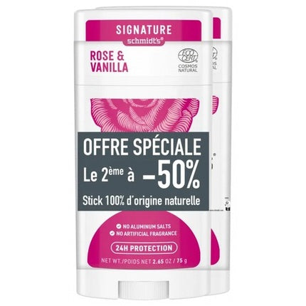 Schmidt's Signature Air Freshener Stick Natural Rose & Vanilla 75g - Pack of 2