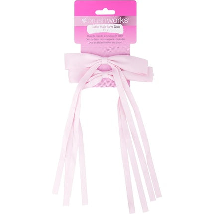Brushworks Satin Hair Bow Duo Pink